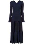 Carolina Herrera Pleated Knit Dress - Blue