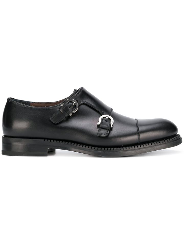 Salvatore Ferragamo Gancio Buckle Derby Shoes - Black
