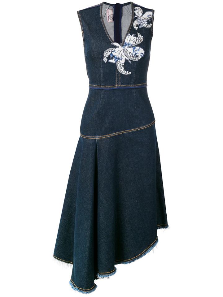 Antonio Marras Floral Patch Denim Dress - Blue
