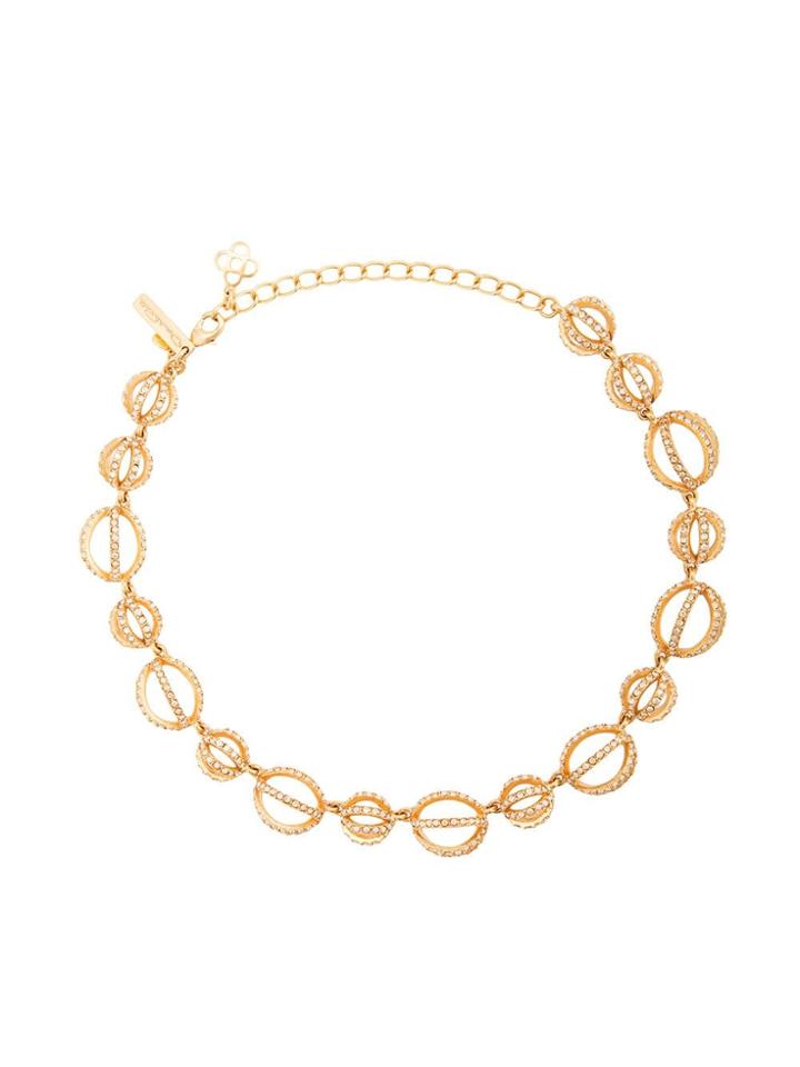 Oscar De La Renta Pave Globe Necklace - Yellow & Orange