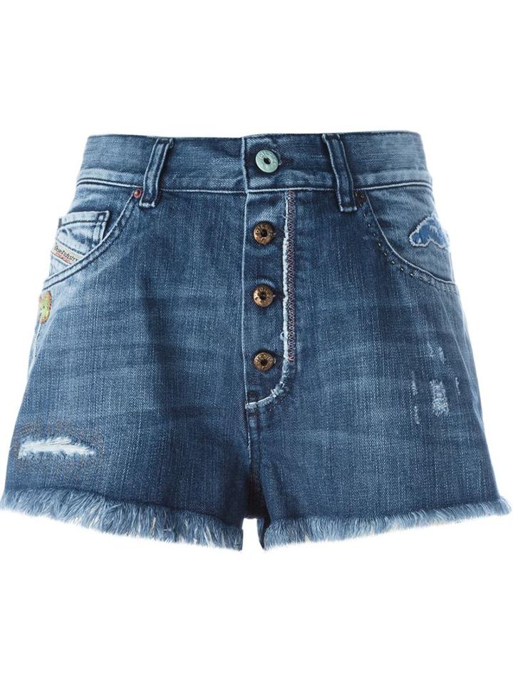 Diesel Embroidered Skull Jeans Shorts