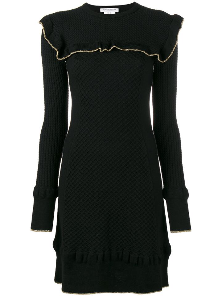 Philosophy Di Lorenzo Serafini Frilled Waffle Knit Mini Dress - Black