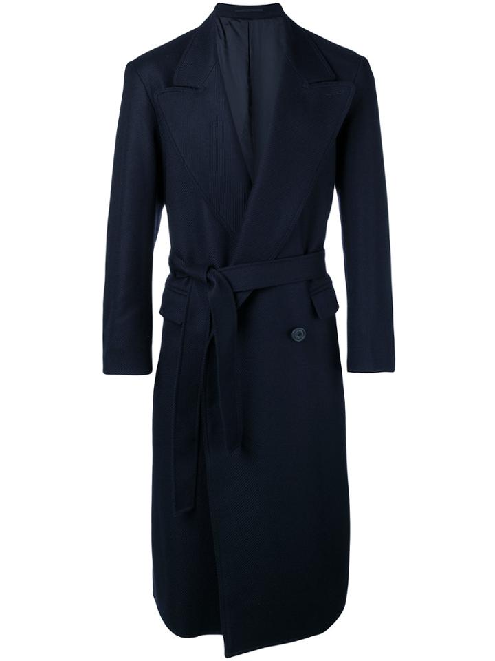 E. Tautz Broad Lapel Double-breasted Coat - Blue