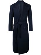 E. Tautz Broad Lapel Double-breasted Coat - Blue