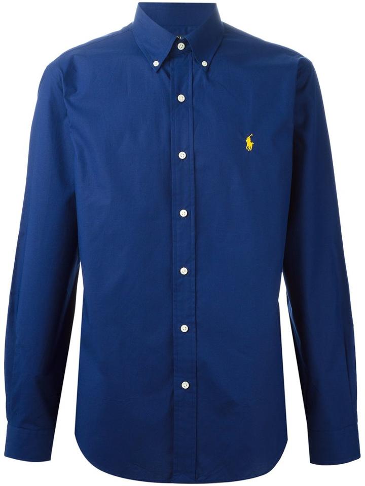 Polo Ralph Lauren - Embroidered Logo Shirt - Men - Cotton - L, Blue, Cotton