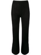 Toteme Ribbed Knit Flared Trousers - Black
