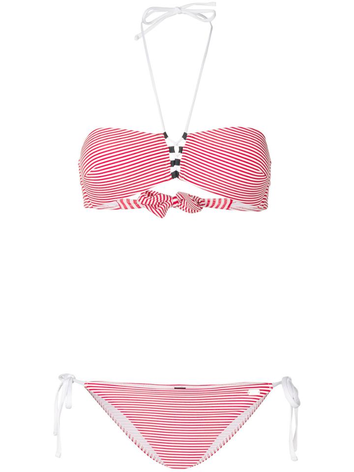 Ea7 Emporio Armani Striped Halterneck Bikini - Red