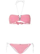 Ea7 Emporio Armani Striped Halterneck Bikini - Red