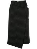 Le Ciel Bleu Pinstripe Wrap Skirt - Black