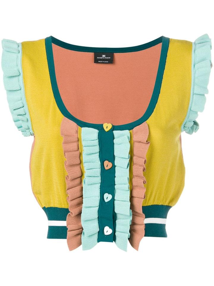 Elisabetta Franchi Colour-block Cropped Blouse - Yellow