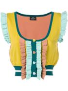 Elisabetta Franchi Colour-block Cropped Blouse - Yellow