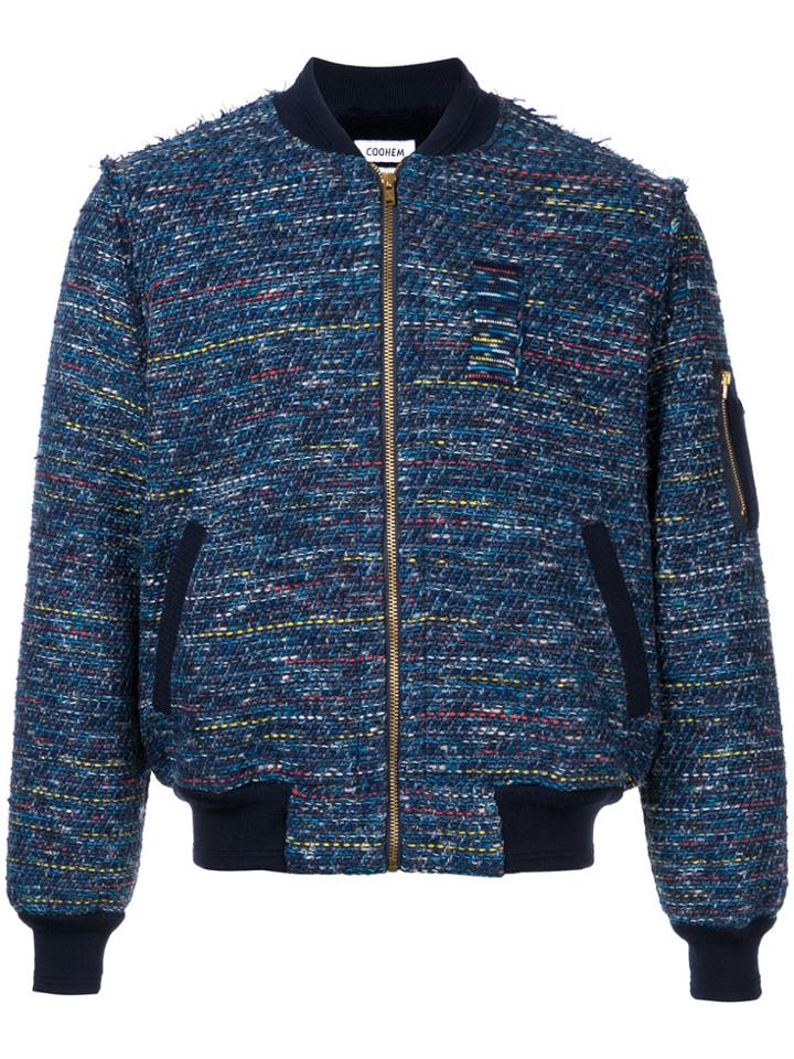 Coohem Tweed Bomber Jacket - Blue