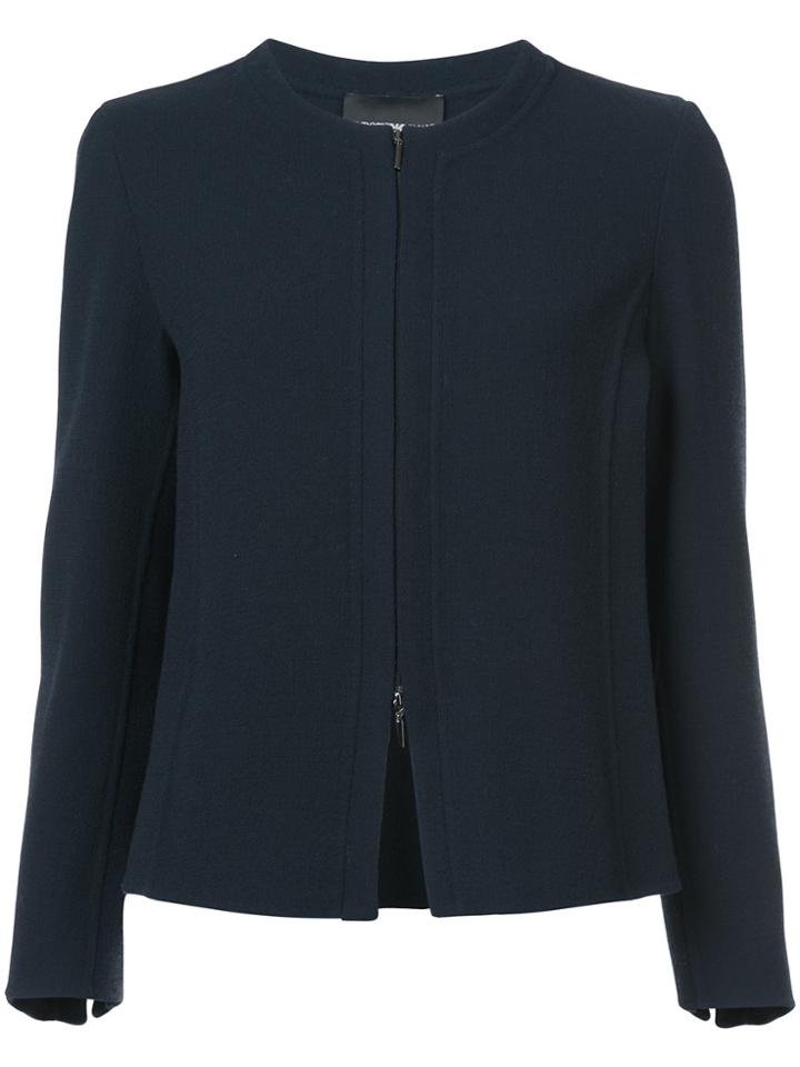 Emporio Armani Box-pleat Collarless Jacket - Blue