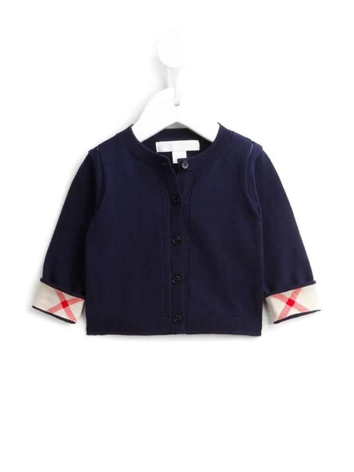Burberry Kids - Crew Neck Cardigan - Kids - Cotton - 6 Mth, Infant Girl's, Blue