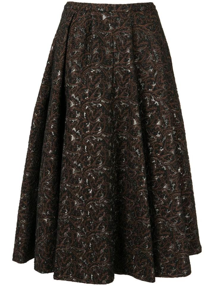 Rochas Flared Patterned Skirt - Black