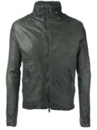 Giorgio Brato Zipped Leather Jacket, Men's, Size: 50, Green, Cotton/leather/polyester