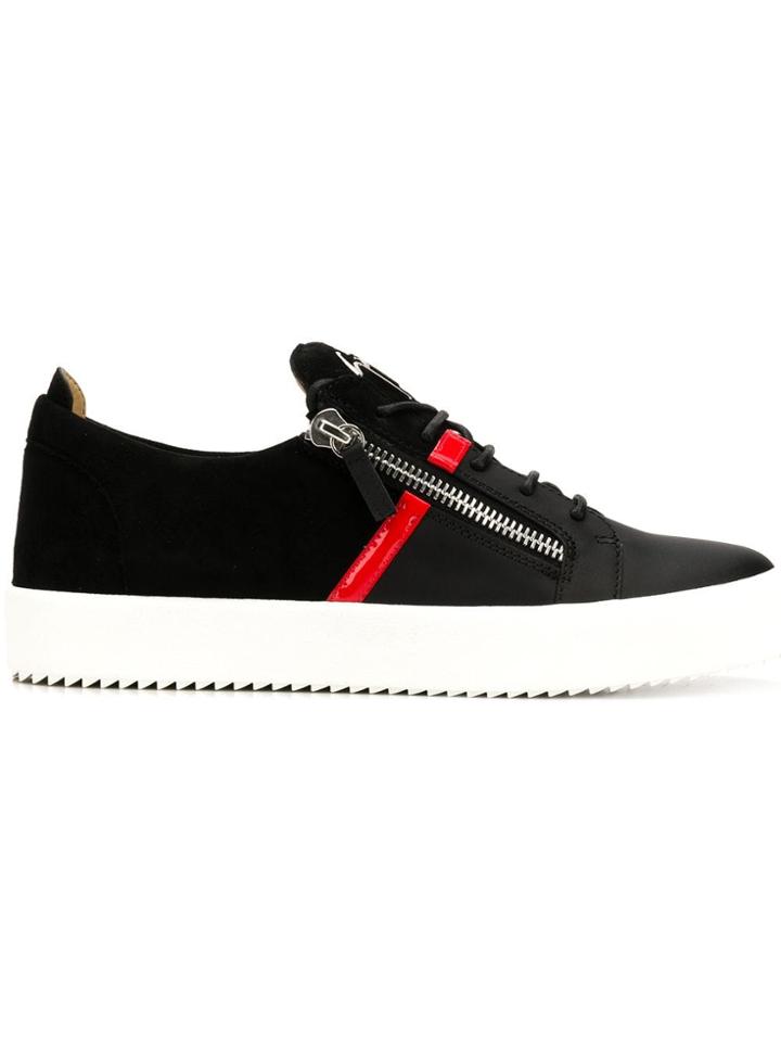 Giuseppe Zanotti Design Contrast Trim Side Zip Sneakers - Black