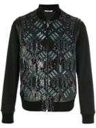 Valentino - Sequined Bomber Jacket - Men - Cotton/lamb Skin/polyamide/wool - 50, Black, Cotton/lamb Skin/polyamide/wool