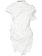 Aganovich Draped Sheer Blouse, Women's, Size: 36, White, Linen/flax