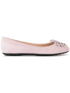 Tod's Lace Up-detailed Ballerina Shoes - Pink & Purple