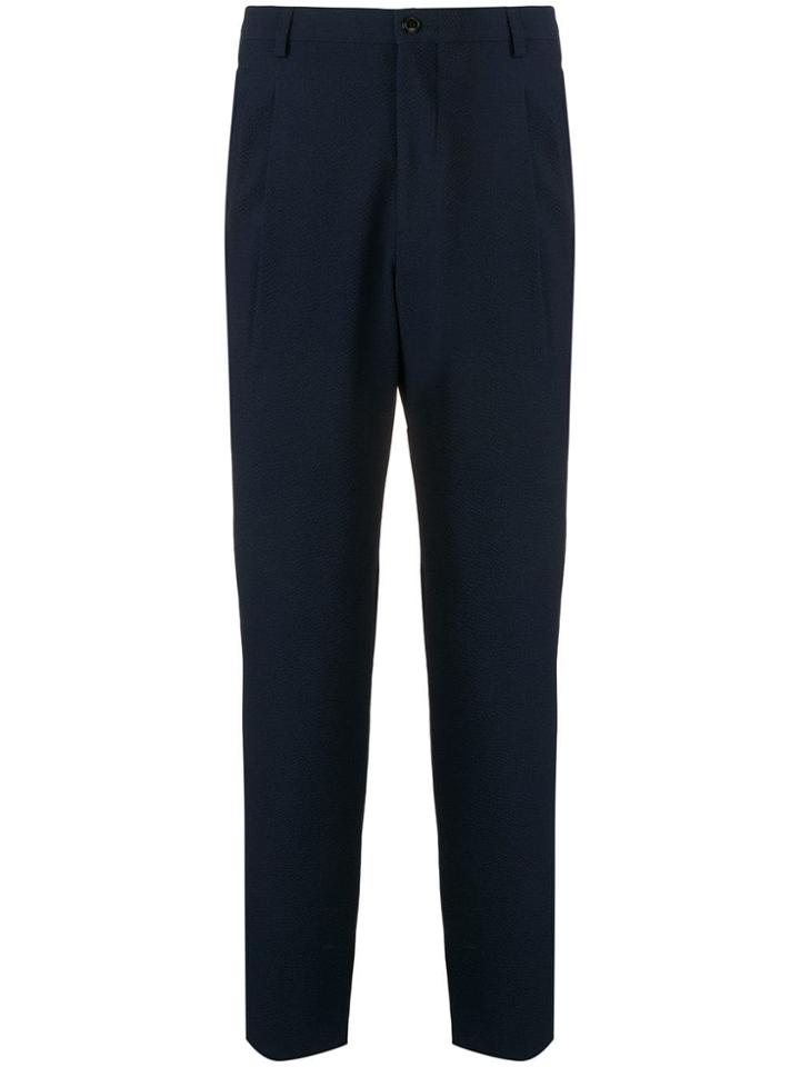 Giorgio Armani Textured Tailored Trousers - Blue