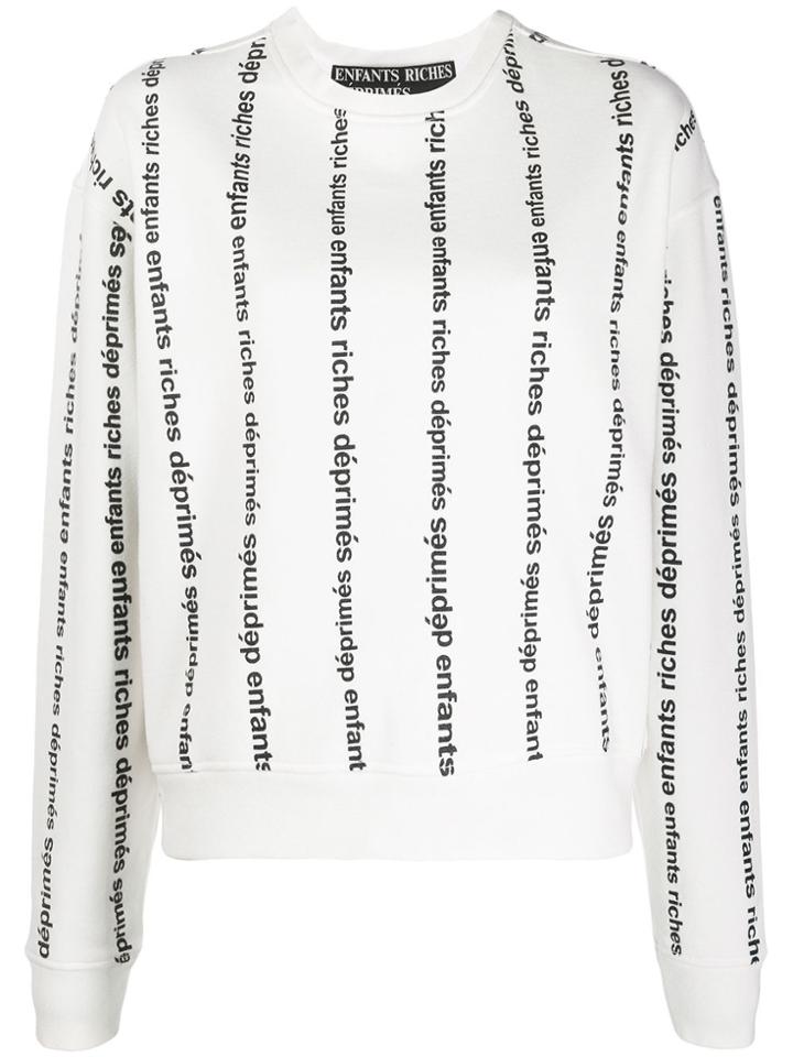 Enfants Riches Déprimés Logo Stripe Relaxed-fit Sweatshirt - White