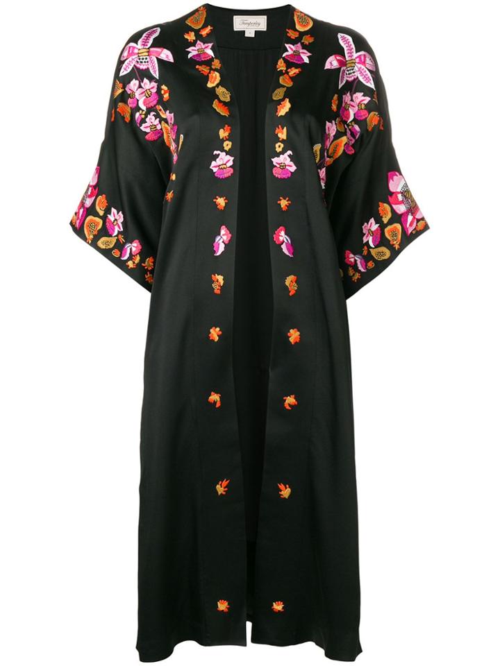 Temperley London Embroidered Open Front Coat - Black