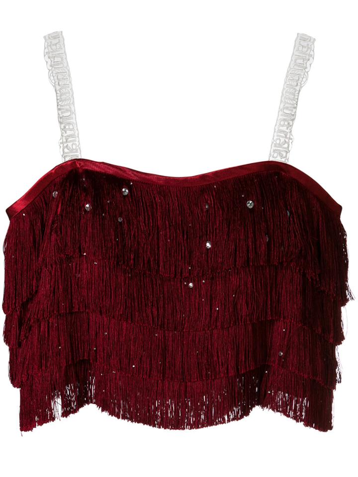 Marco De Vincenzo Fringed Crop Top - Red