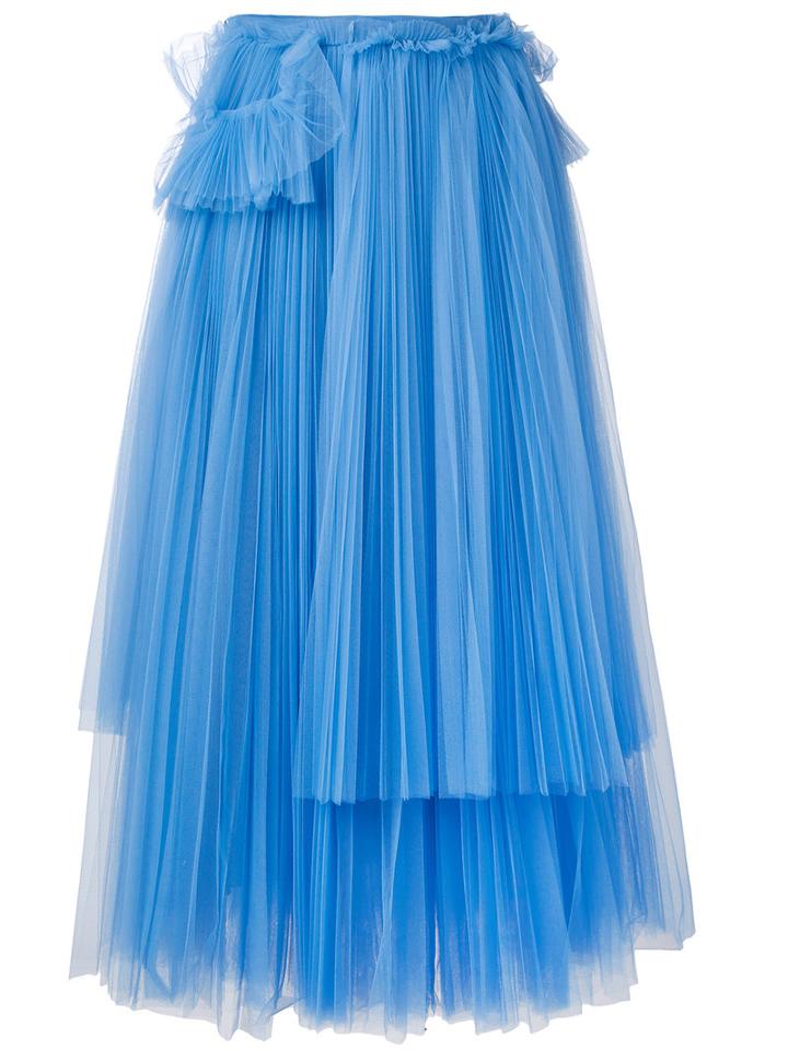 Rochas - Pleated Midi Skirt - Women - Polyamide - 44, Blue, Polyamide