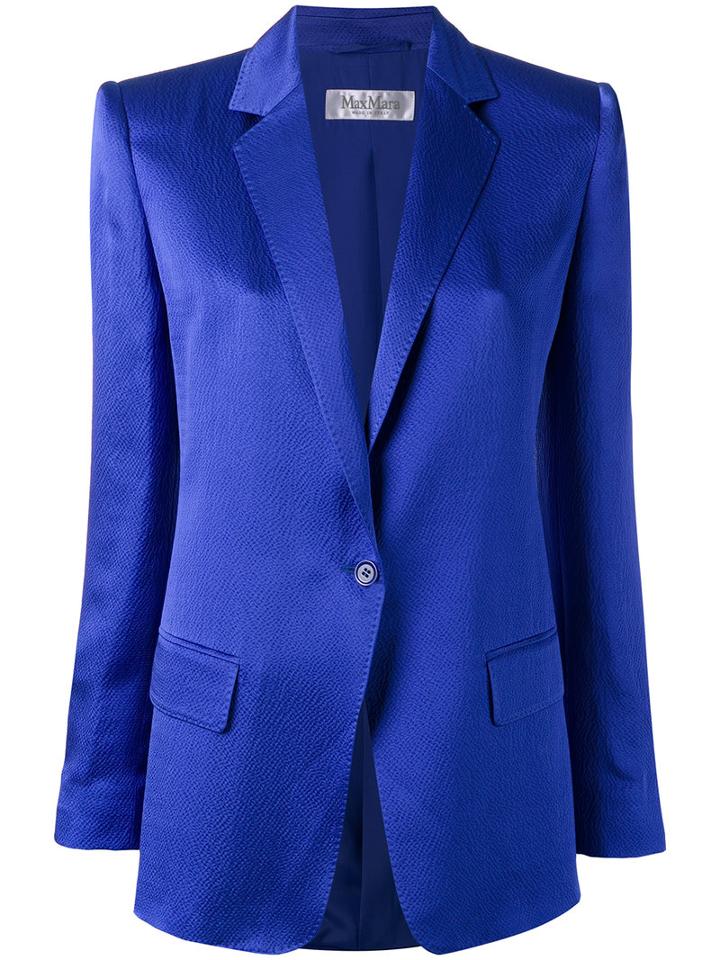 Max Mara - One Button Blazer - Women - Silk/polyamide/acetate - 44, Blue, Silk/polyamide/acetate