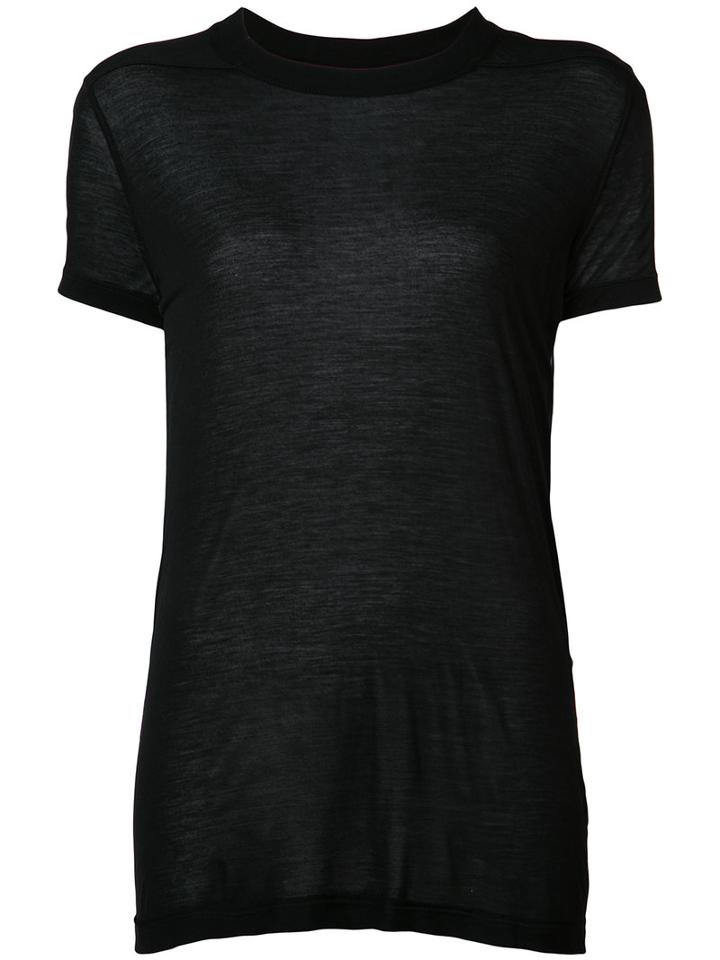 Rick Owens Drkshdw - Semi-sheer Round Neck T-shirt - Women - Viscose - S, Black, Viscose