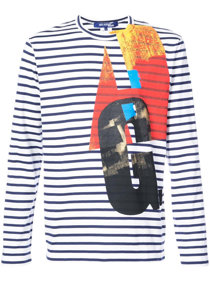 Junya Watanabe Man Printed Striped T-shirt - Brown