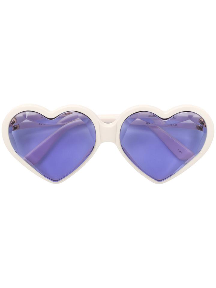 Gucci Eyewear Jeweled Heart Shape Sunglasses - White