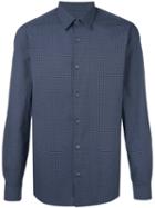 Z Zegna Micro Geometric Pattern Shirt, Men's, Size: 42, Blue, Cotton