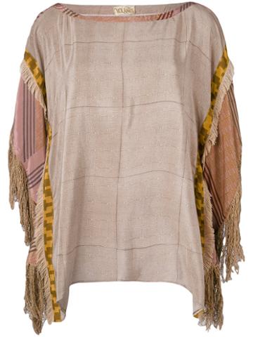 Volantis G.v. Majil - Fringe Sleeve T-shirt - Women - Silk - One Size, Brown, Silk