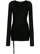 Helmut Lang Semi-sheer Longsleeved Blouse - Black