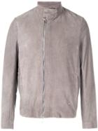 Emporio Armani Asymmetric Suede Jacket - Grey