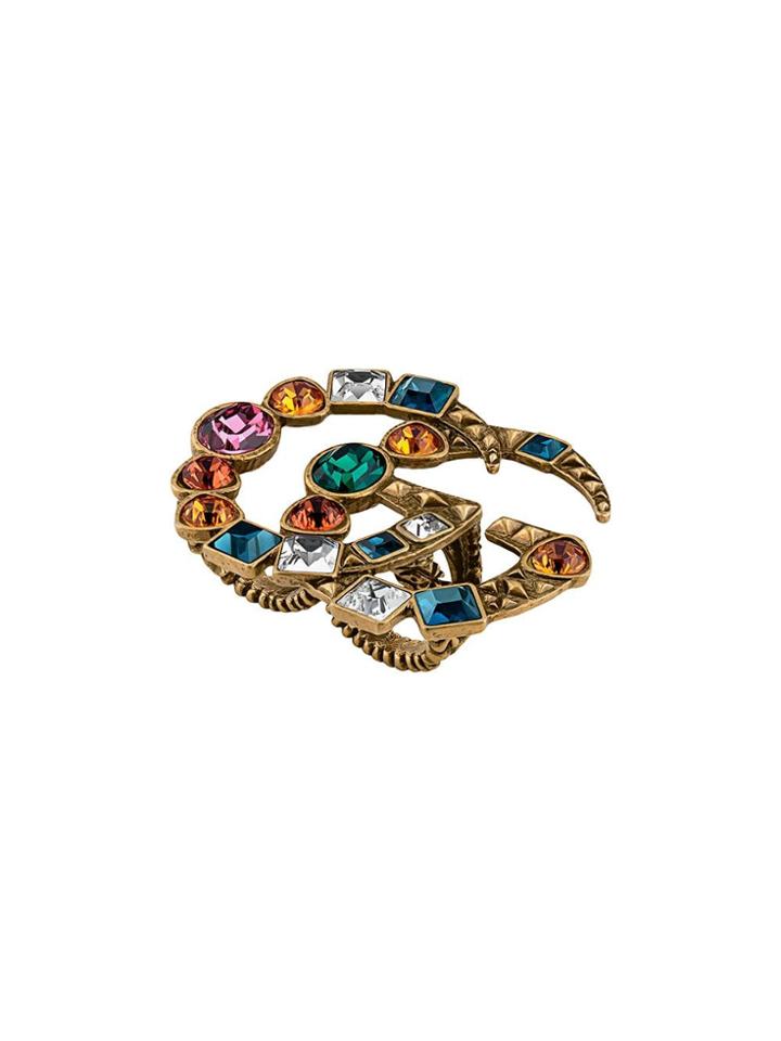 Gucci Crystal Double G Multi-finger Ring - Gold