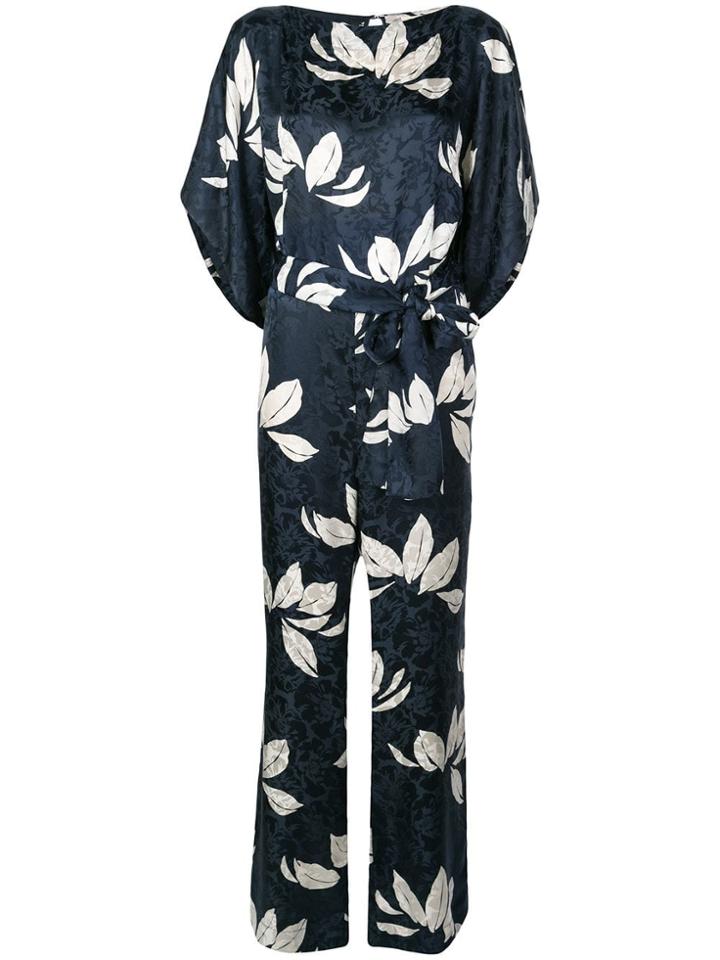 Warm Floral Print Jumpsuit - Blue