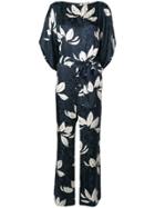 Warm Floral Print Jumpsuit - Blue