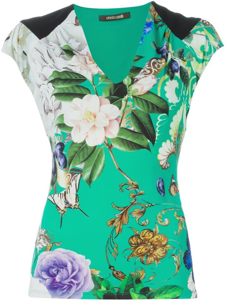 Roberto Cavalli V-neck Printed Top