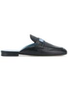 Prada Logo Patch Mules - Black