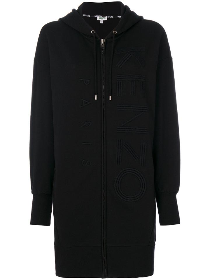 Kenzo Embroidered Long-length Hoodie - Black