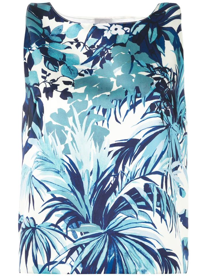 Eggs - Floral Print Cropped Tank - Women - Polyester - 44, Blue, Polyester
