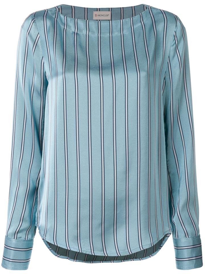 Moncler Striped Curved Hem Blouse - Blue