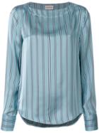 Moncler Striped Curved Hem Blouse - Blue