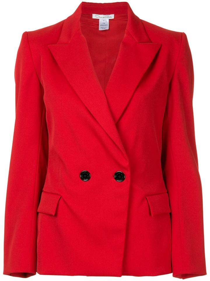Oscar De La Renta Double Breasted Blazer - Red