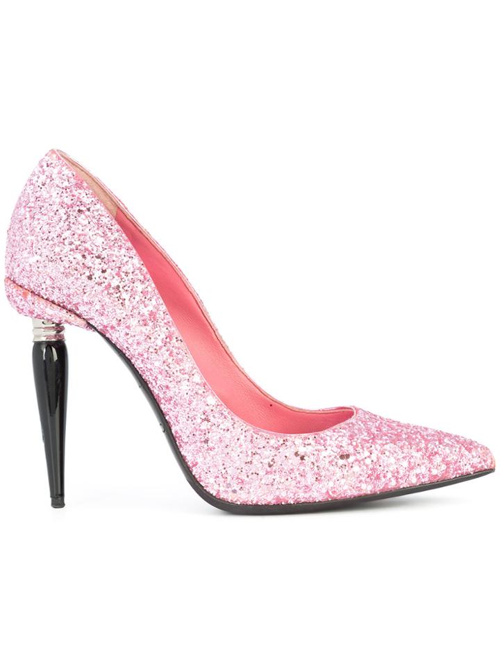 Oscar De La Renta Heeled Glitter Pumps - Pink & Purple