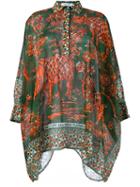 Valentino Rhino Print Cropped Sleeve Shirt, Women's, Size: 38, Orange, Cotton