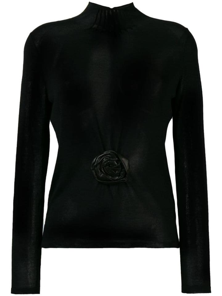 Gucci Pre-owned 1999 Flower Appliqué Top - Black